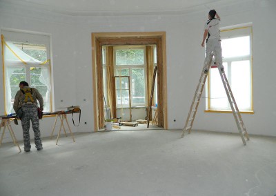 Maler und Tischler im Erkerzimmer im I. Obergeschoss